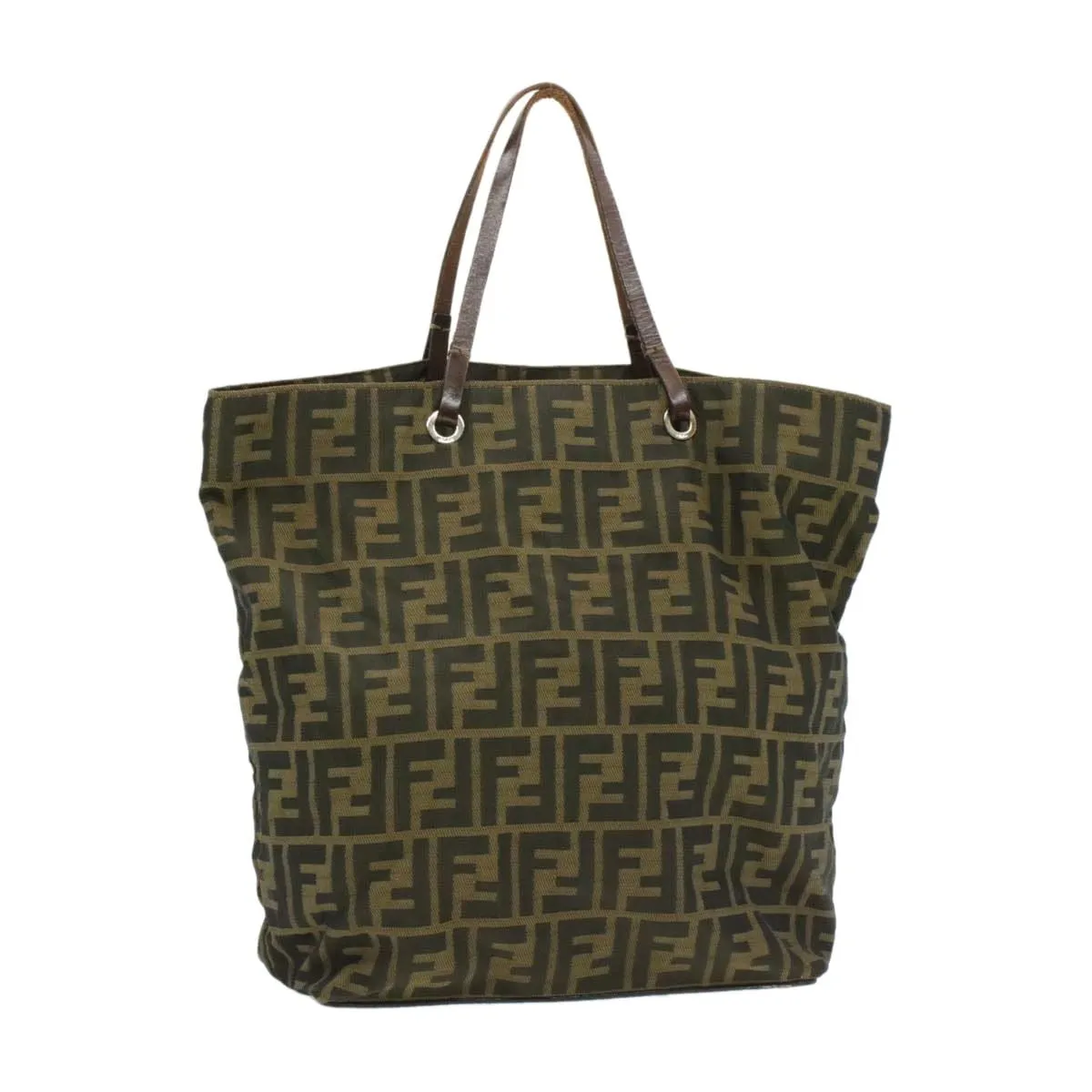 Fendi Zucca Canvas Hand Bag Black Brown Nylon