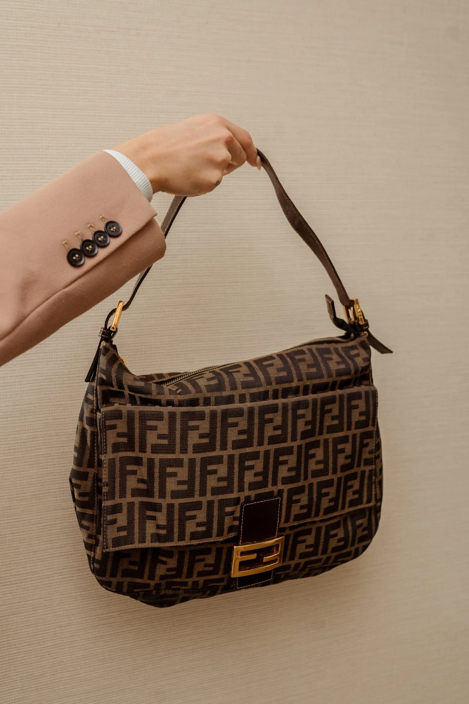 Fendi Zucca Canvas Shoulder Bag PXL1553