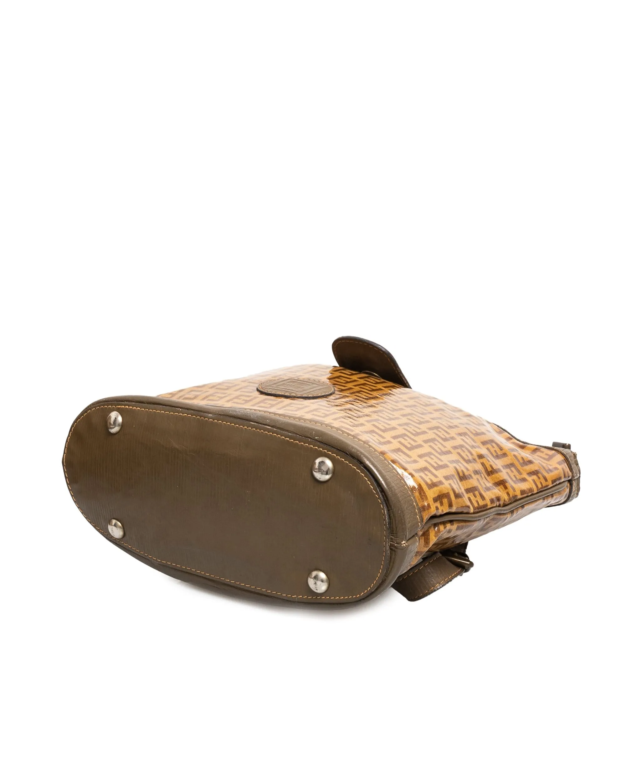 Fendi Zucchino Enamel Shoulder Bag Khaki NW2469