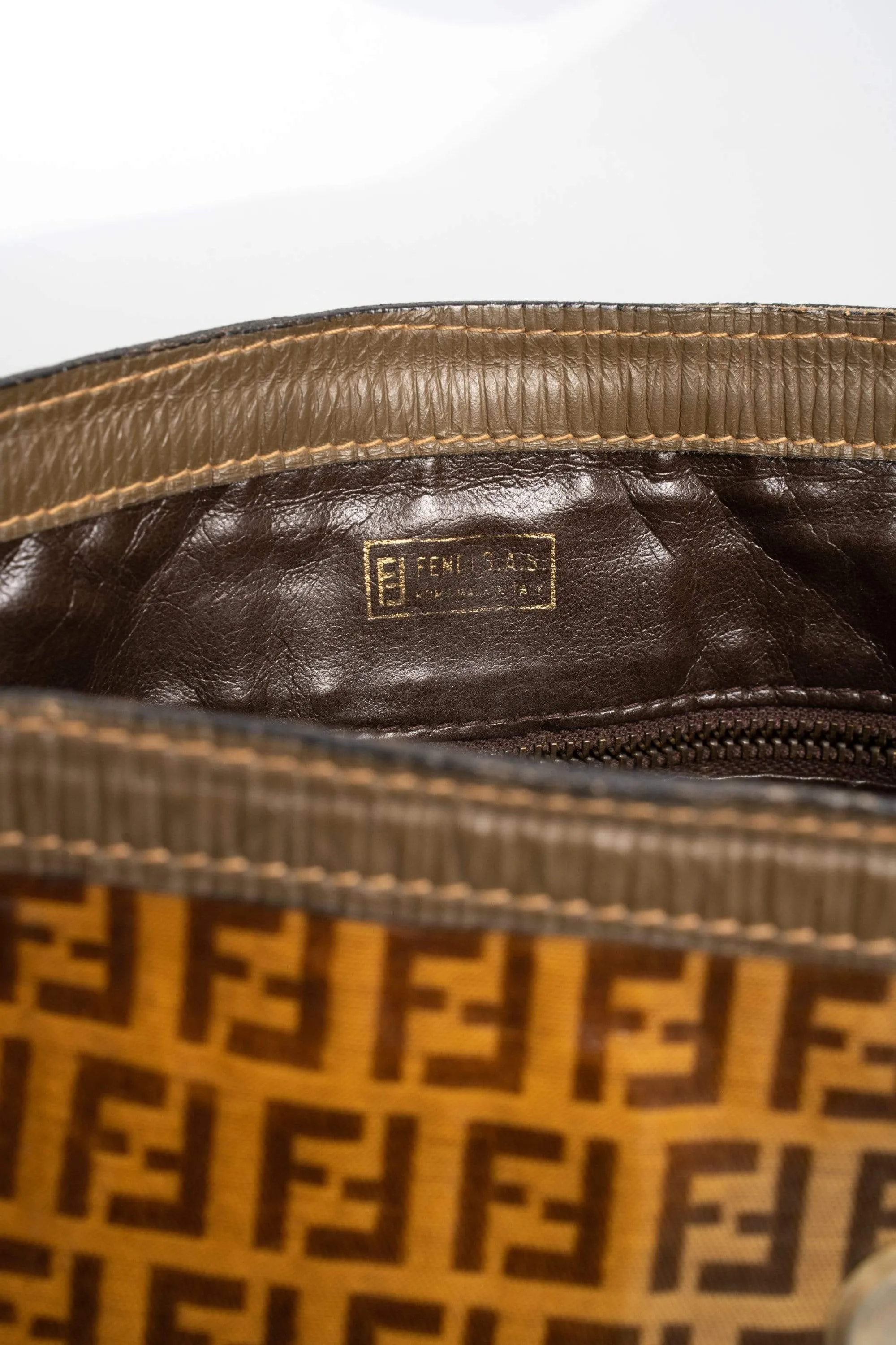 Fendi Zucchino Enamel Shoulder Bag Khaki NW2469