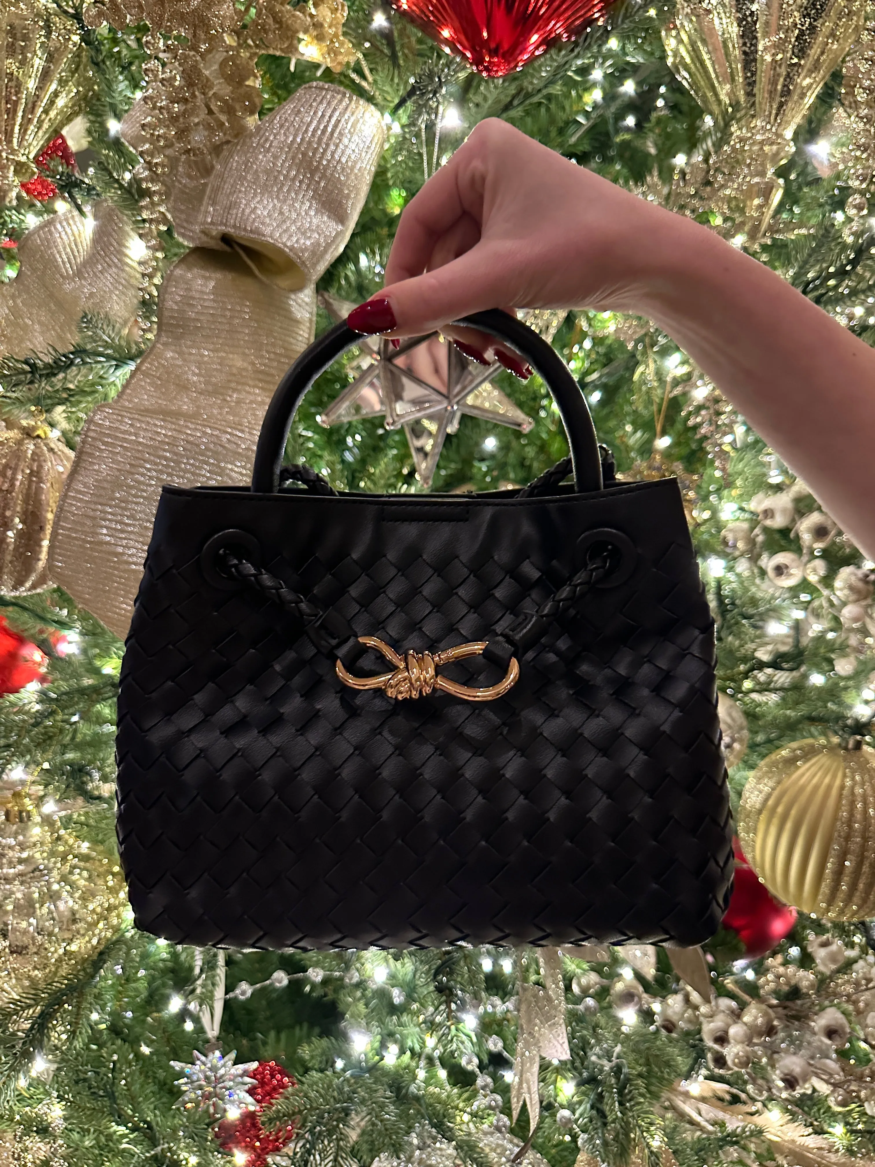 FINAL SALE!! Icon Woven Bow Purse in Black or Cream