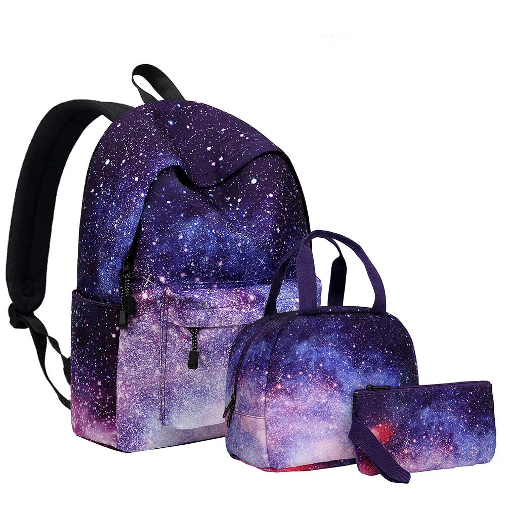 Galaxy Prints School Backpack Set Lunch Bag & Pencil Case Top Level