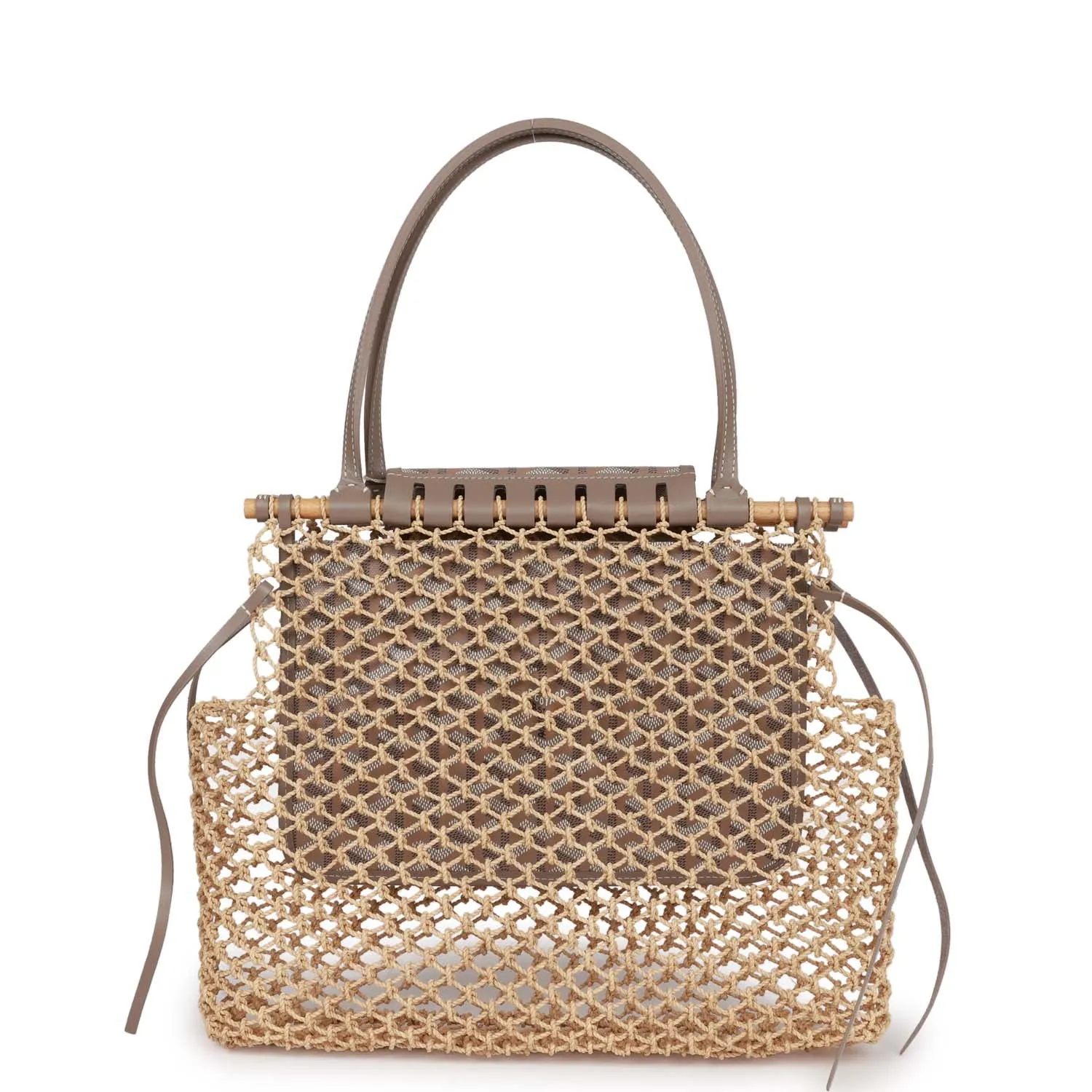 Goyard Aligre Bag Raffia Net with Taupe Goyardine Palladium Hardware
