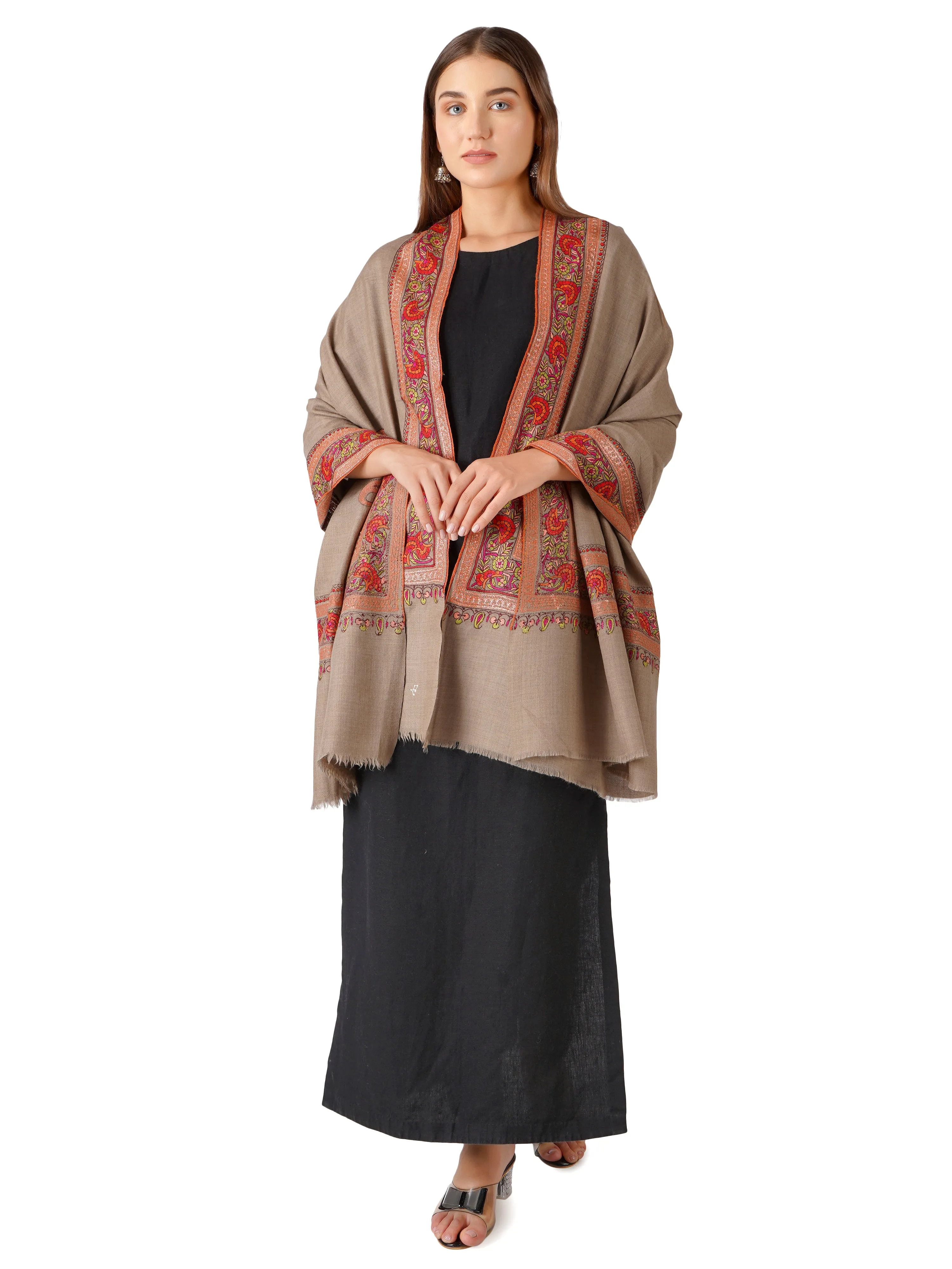Handwoven Pashmina Shawl – Artisanal Craftsmanship - Natural Toosh