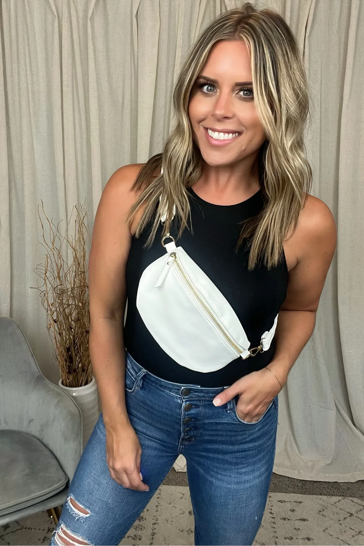 IVORY VEGAN LEATHER BUM BAG