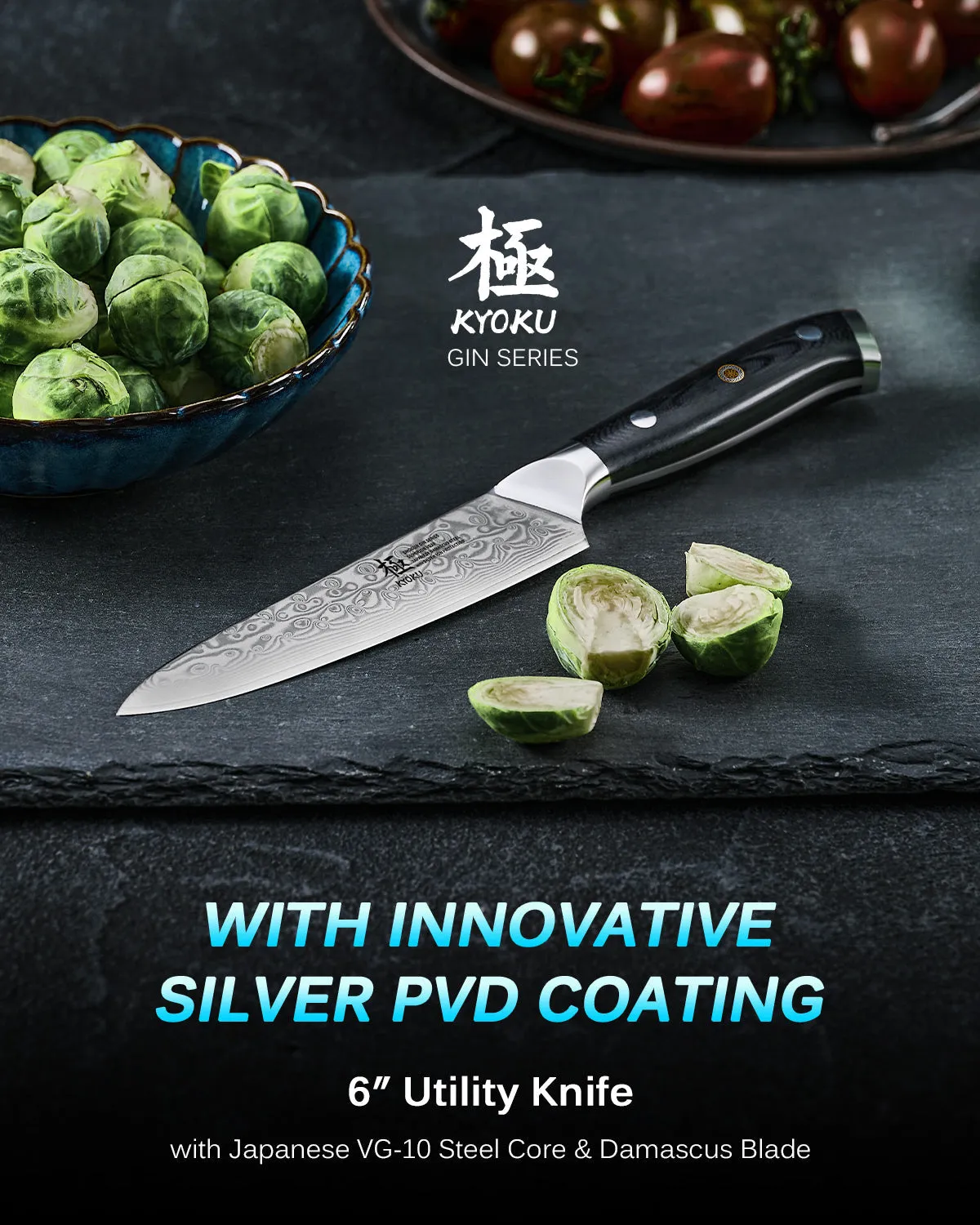 Japanese Utility Knives Damascus Steel | Gin Series