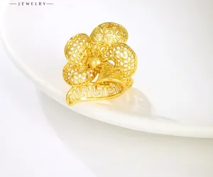 Jewelry Exquisite Pattern Golden Flower Ring Women's Fashion Retro High-end Wedding Bride Wedding Ring