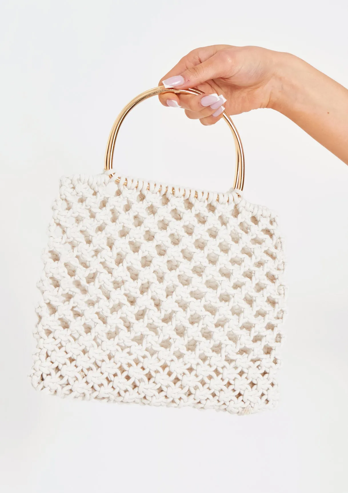 Kaya Ivory Crochet Mini Handbag