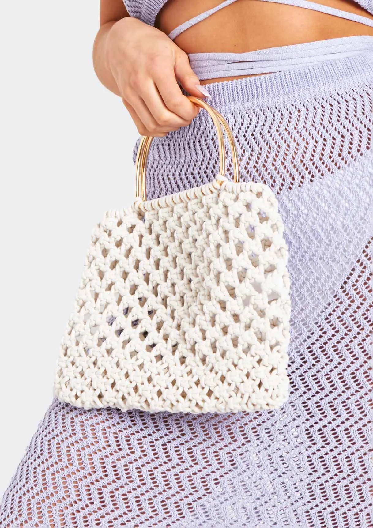 Kaya Ivory Crochet Mini Handbag