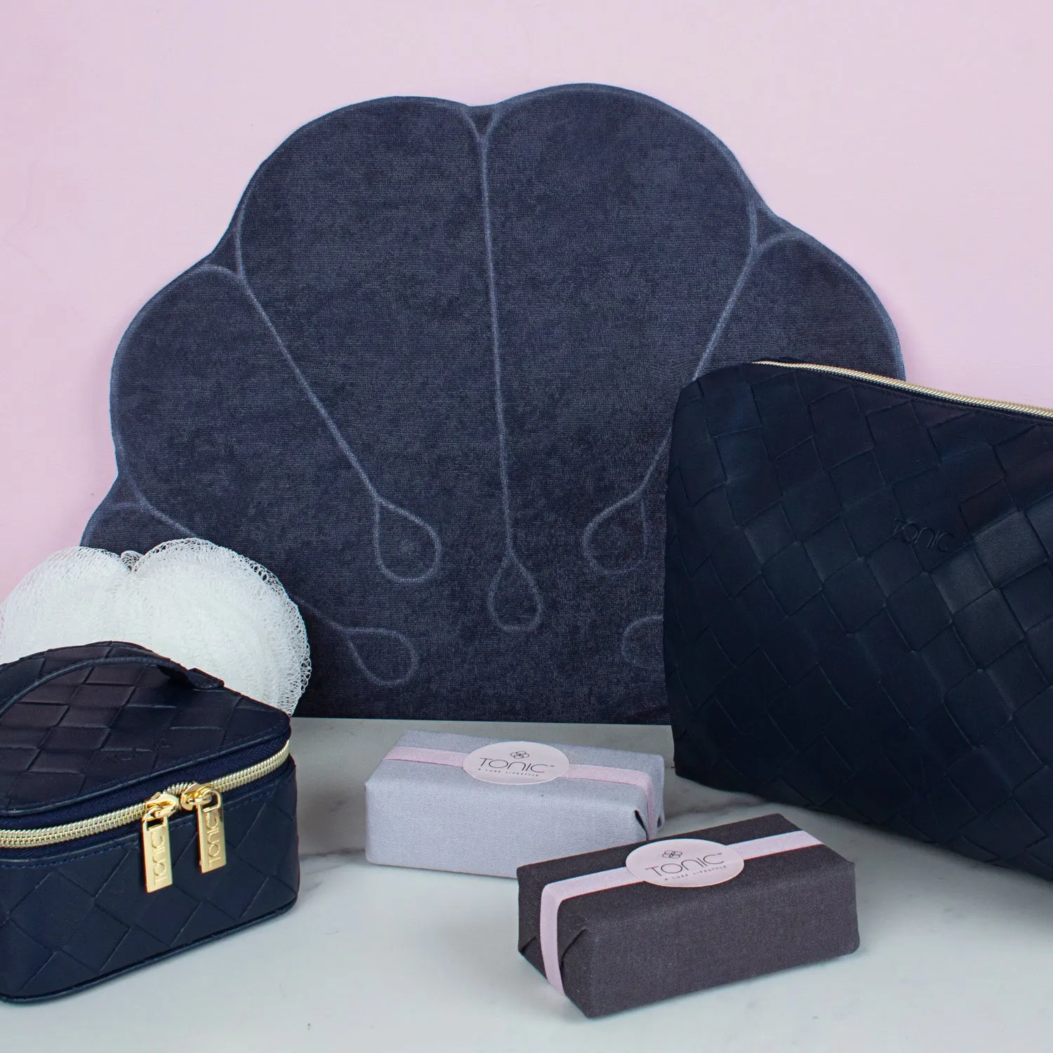 Large Beauty Bag - Woven Navy