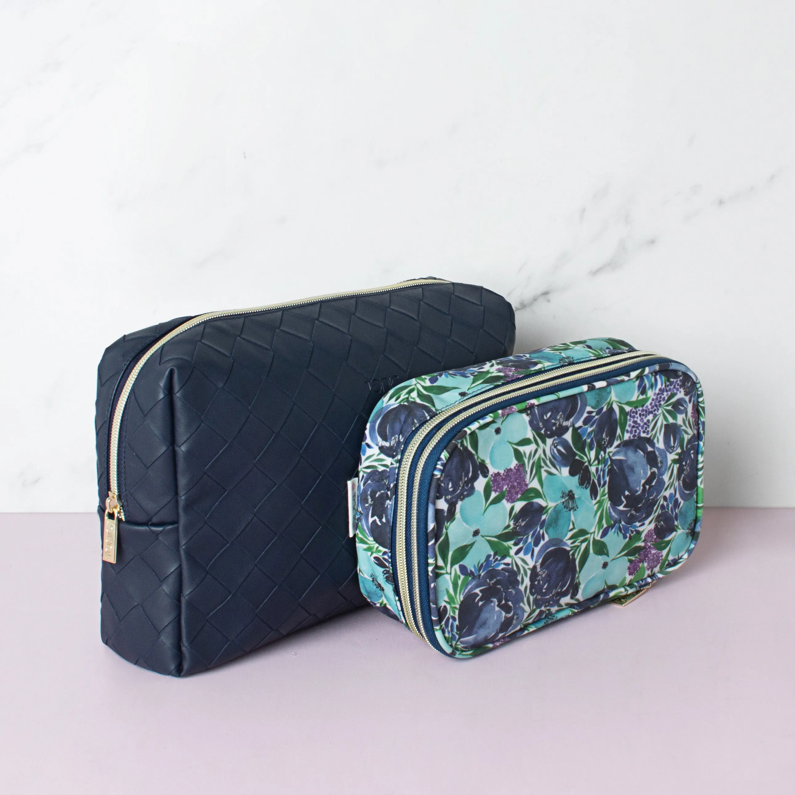 Large Beauty Bag - Woven Navy