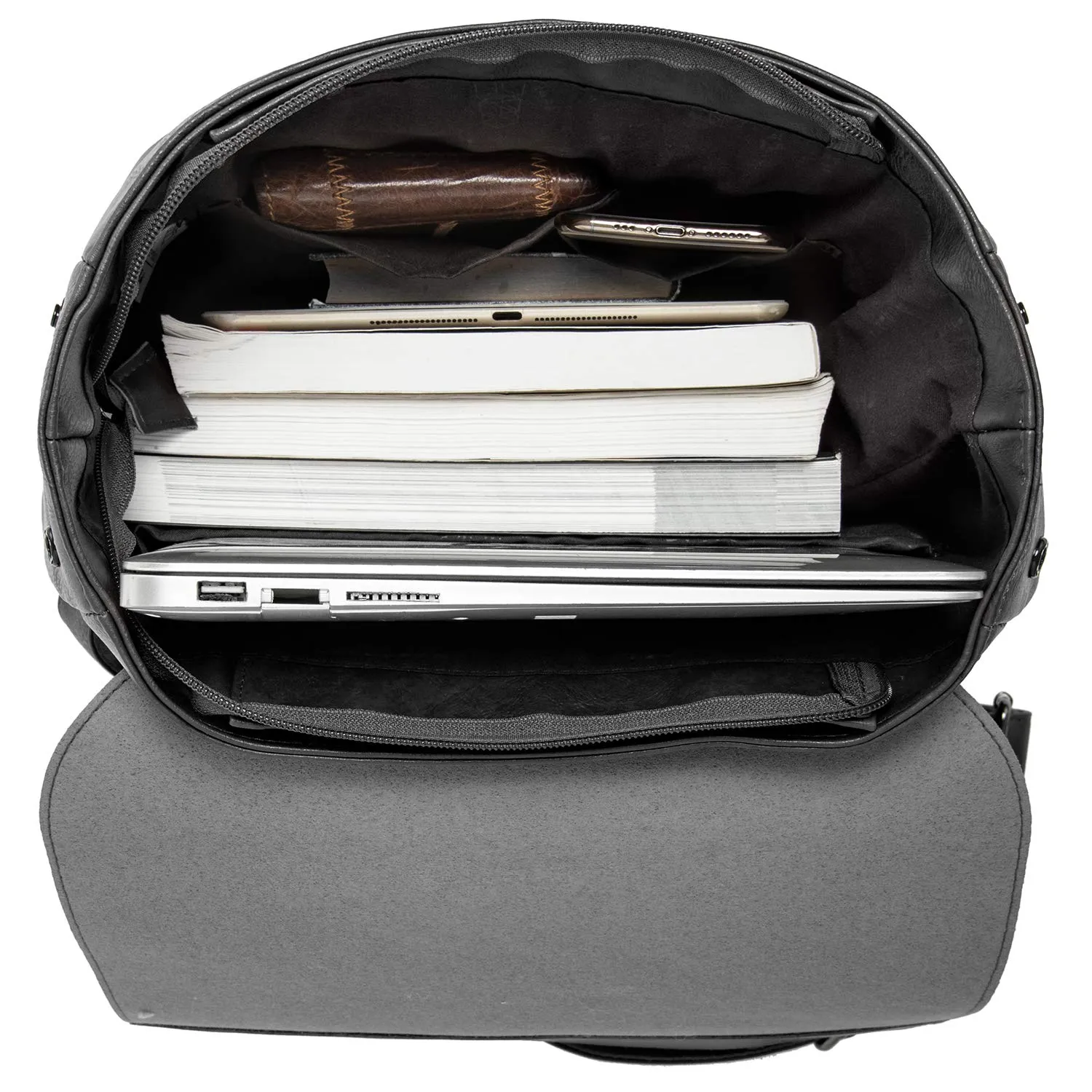 Leather Backpack for Women Men College Laptop Backpack Vintage Backpack Black
