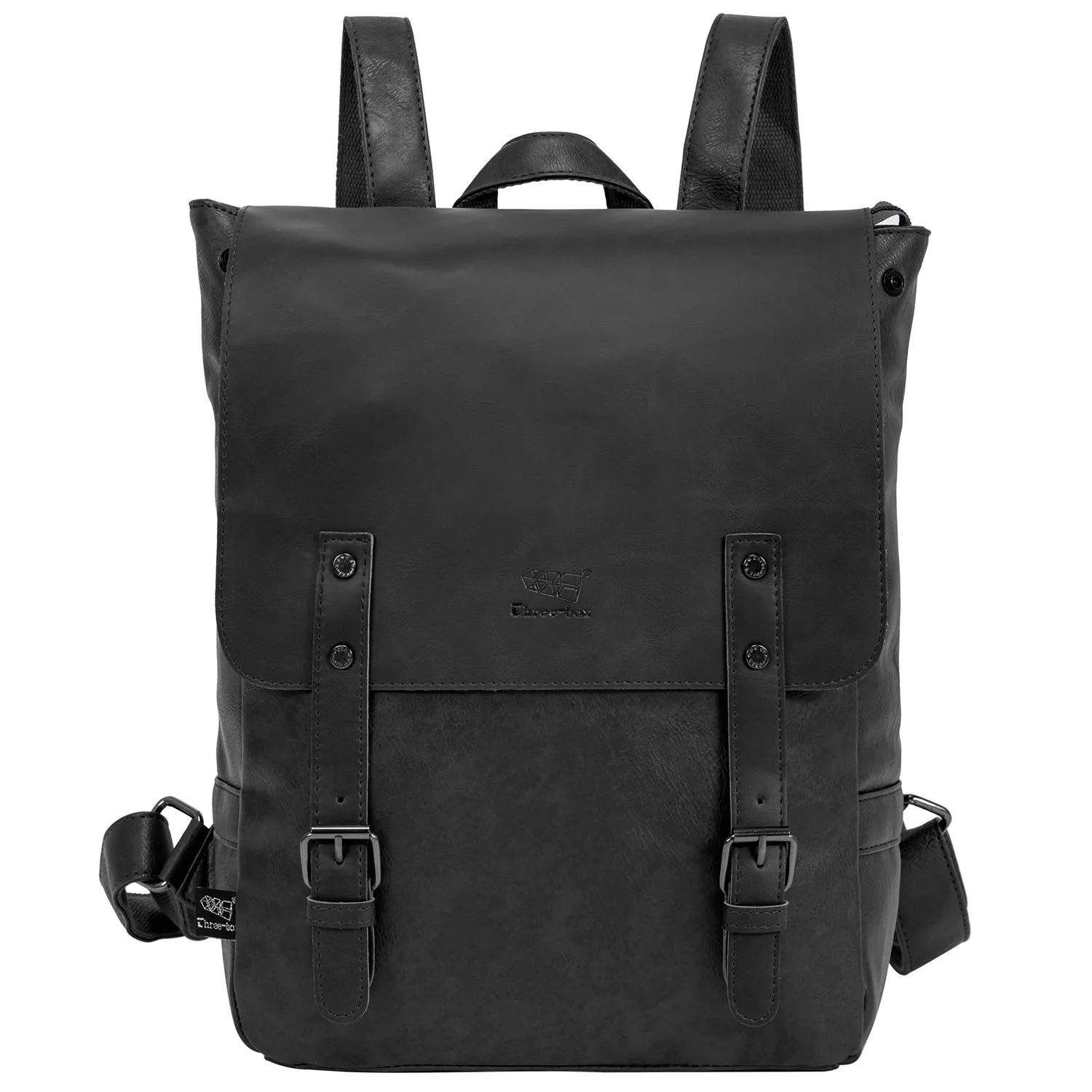 Leather Backpack for Women Men College Laptop Backpack Vintage Backpack Black