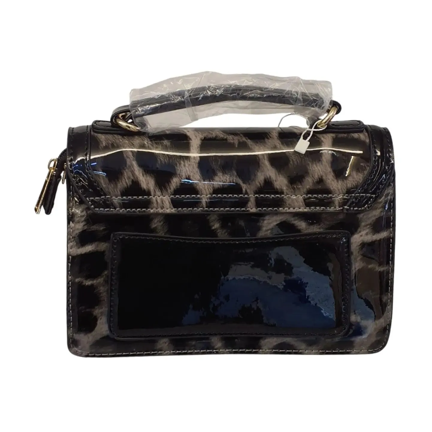 Leopard Print Patent Handbag with circle buckled