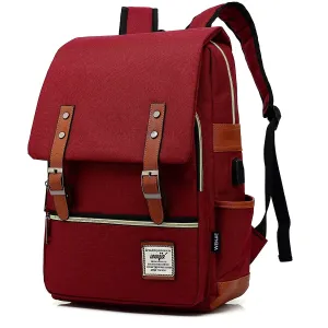 MANCIO Slim Vintage Laptop Backpack For women and men | Red