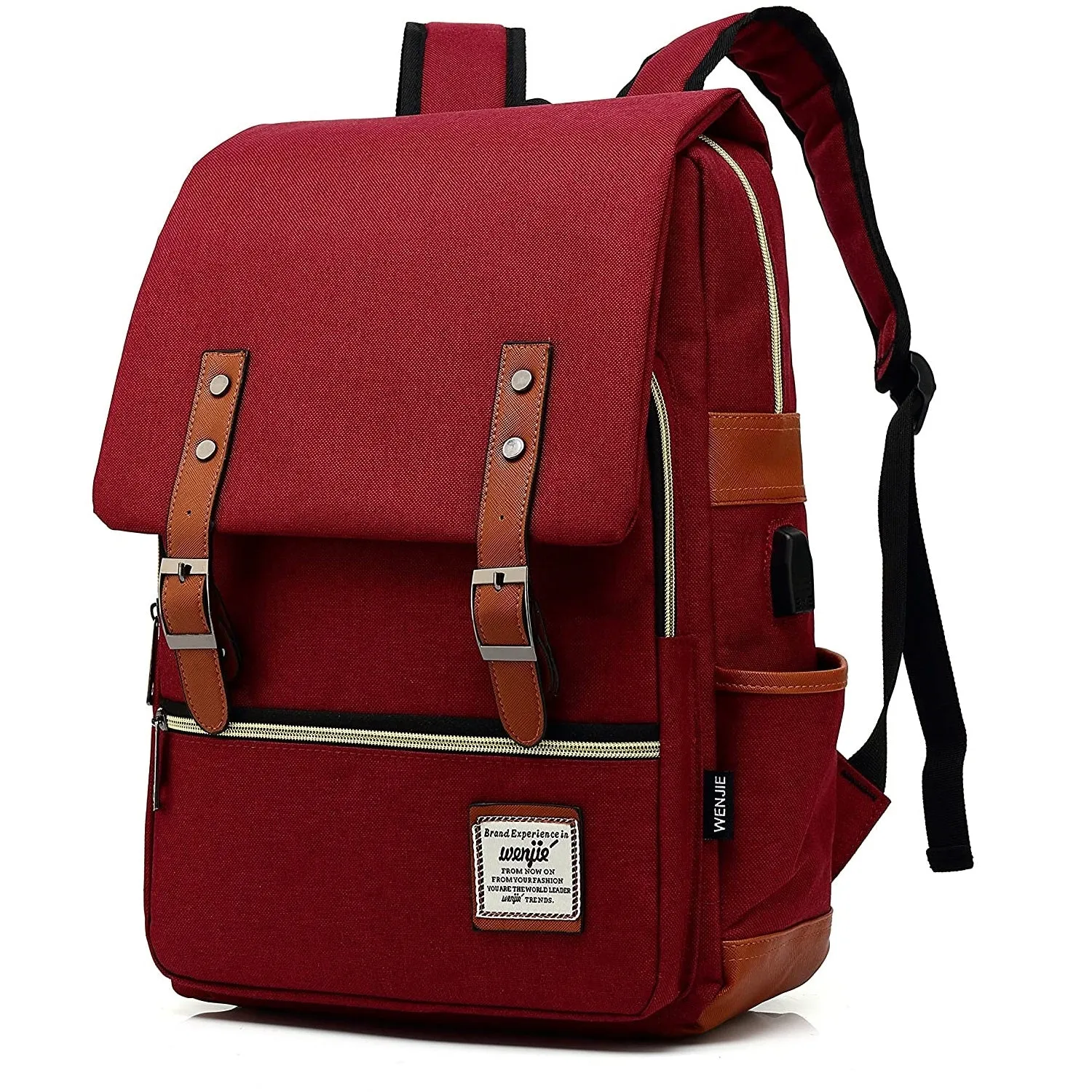 MANCIO Slim Vintage Laptop Backpack For women and men | Red
