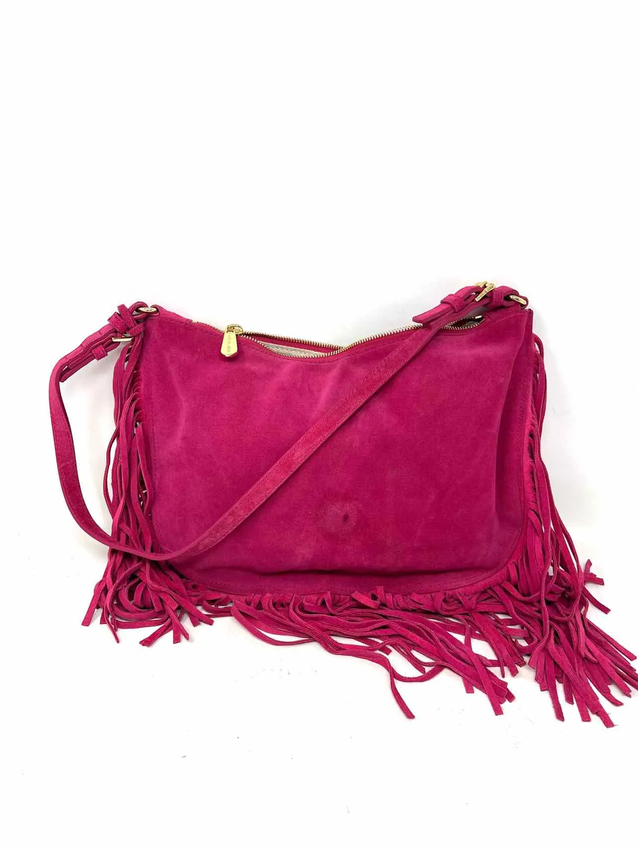 Michael Michael Kors Hot Pink/Gold Shoulder Bag Studded Suede Designer Purse