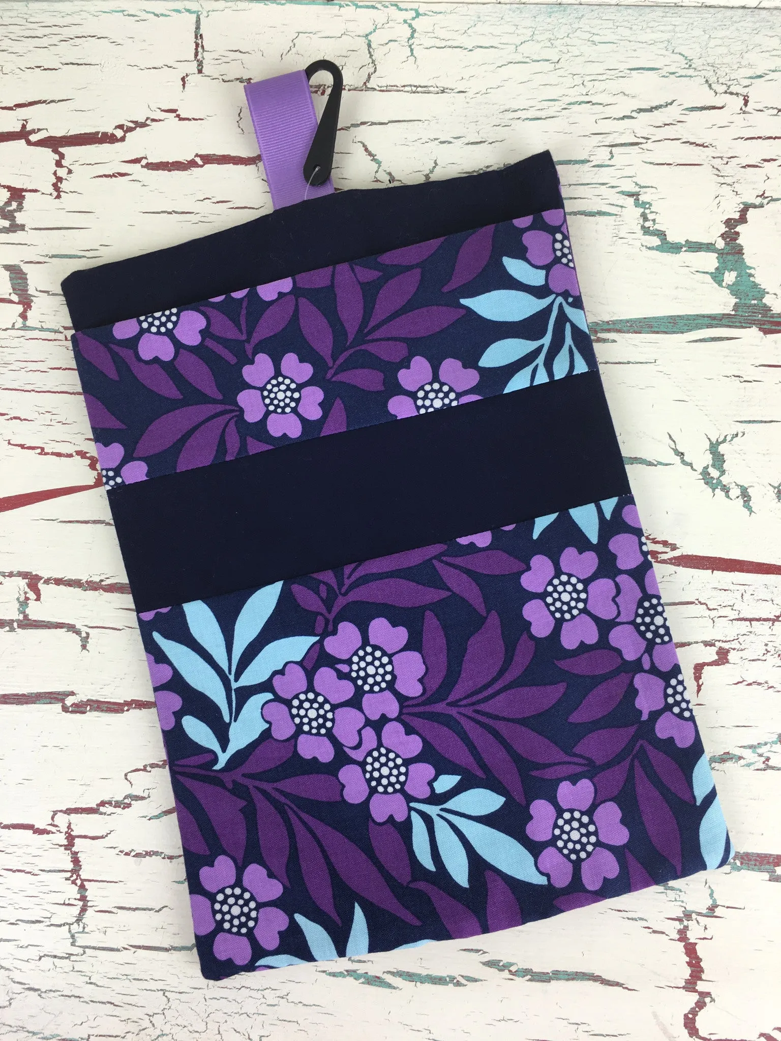 Navy and Purple Floral Diaper/Wipee Case