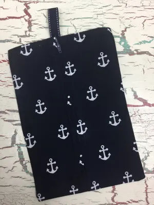 Navy and White Anchors Diaper/Wipee Case