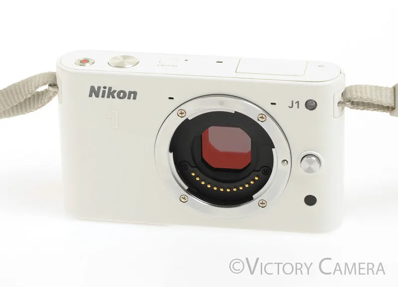Nikon 1 J1 White Mirrorless 10.1MP Digital Camera Body -Clean-