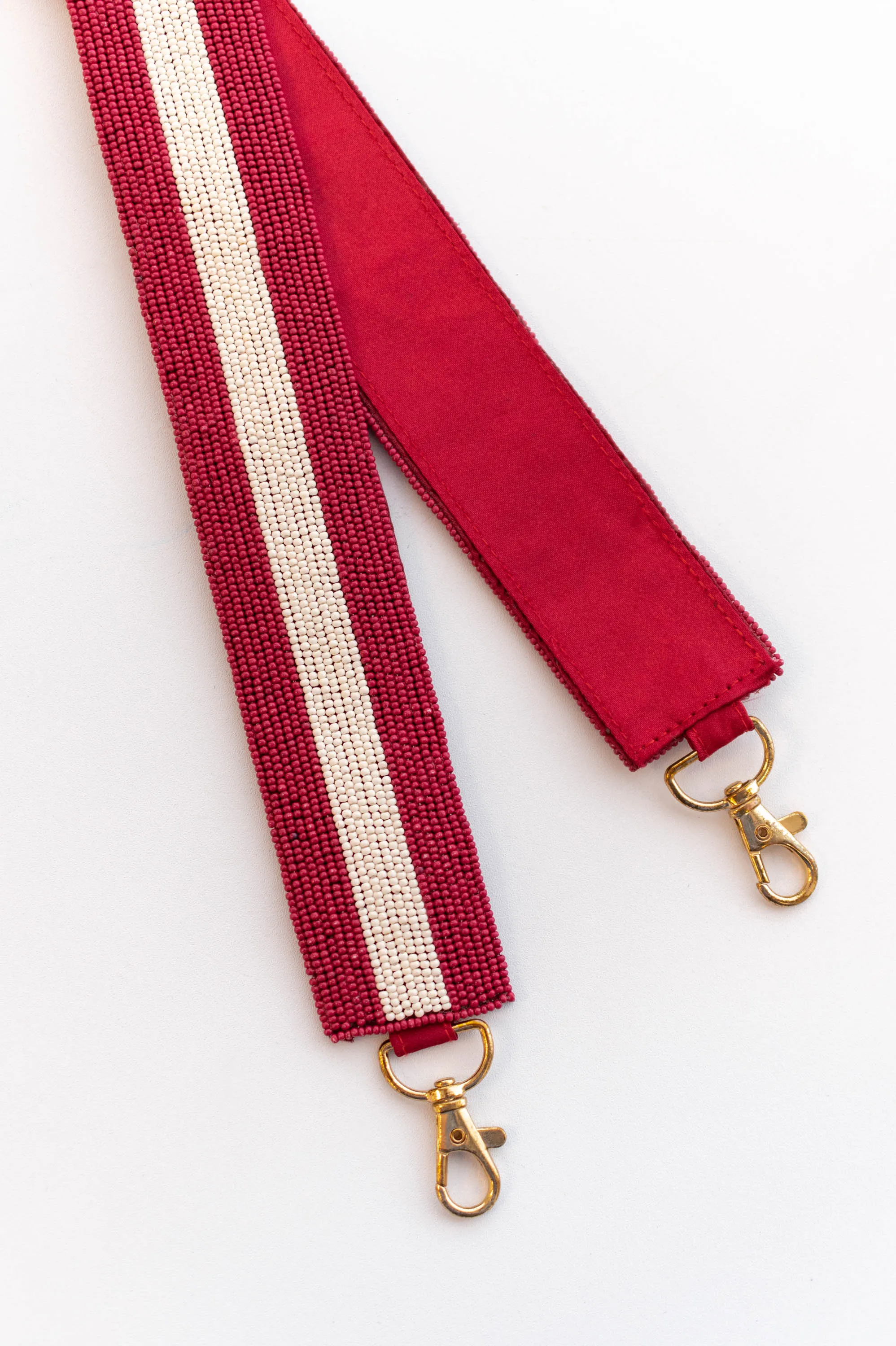 One Team One Dream Beaded Purse Strap, Dark Red White