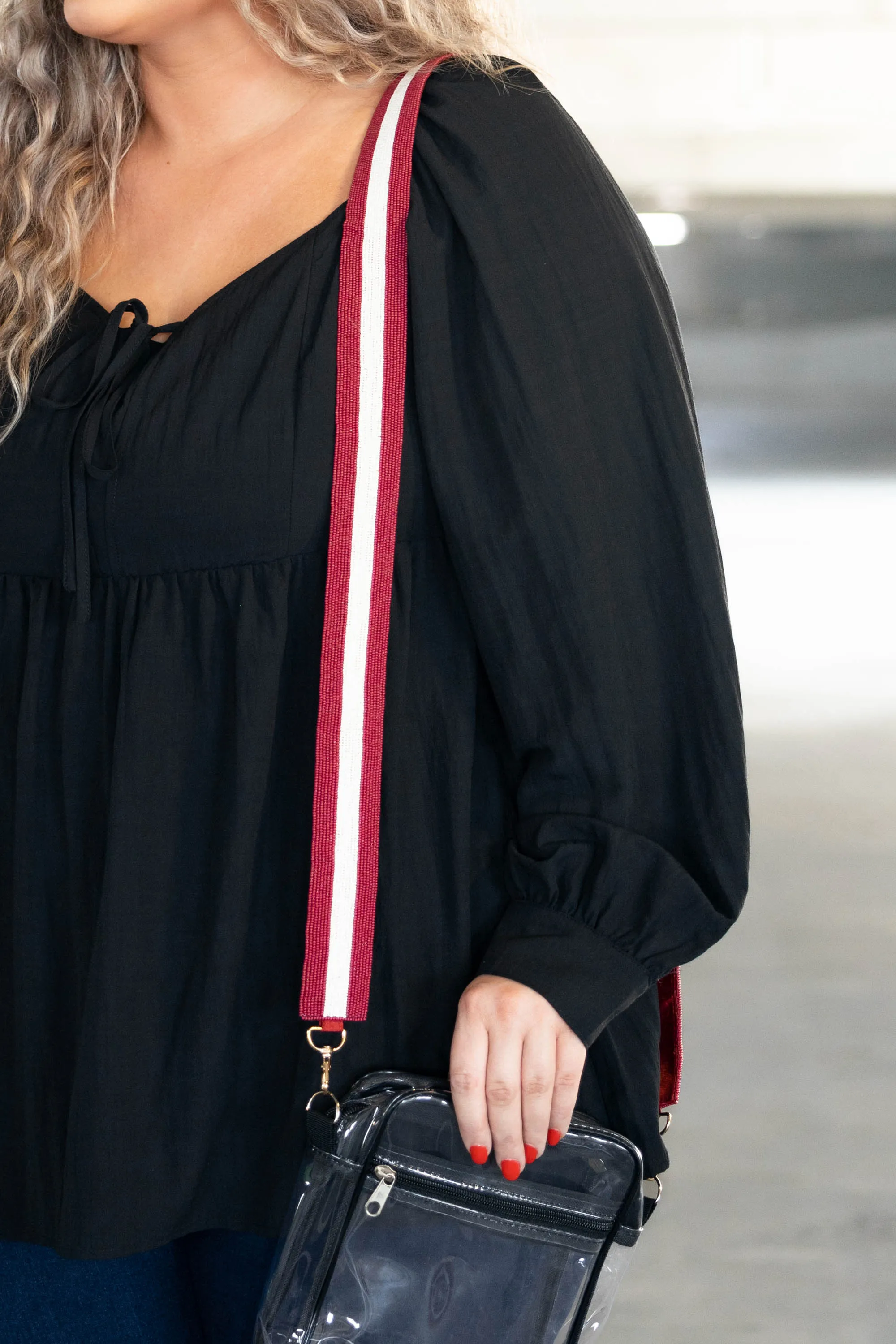One Team One Dream Beaded Purse Strap, Dark Red White