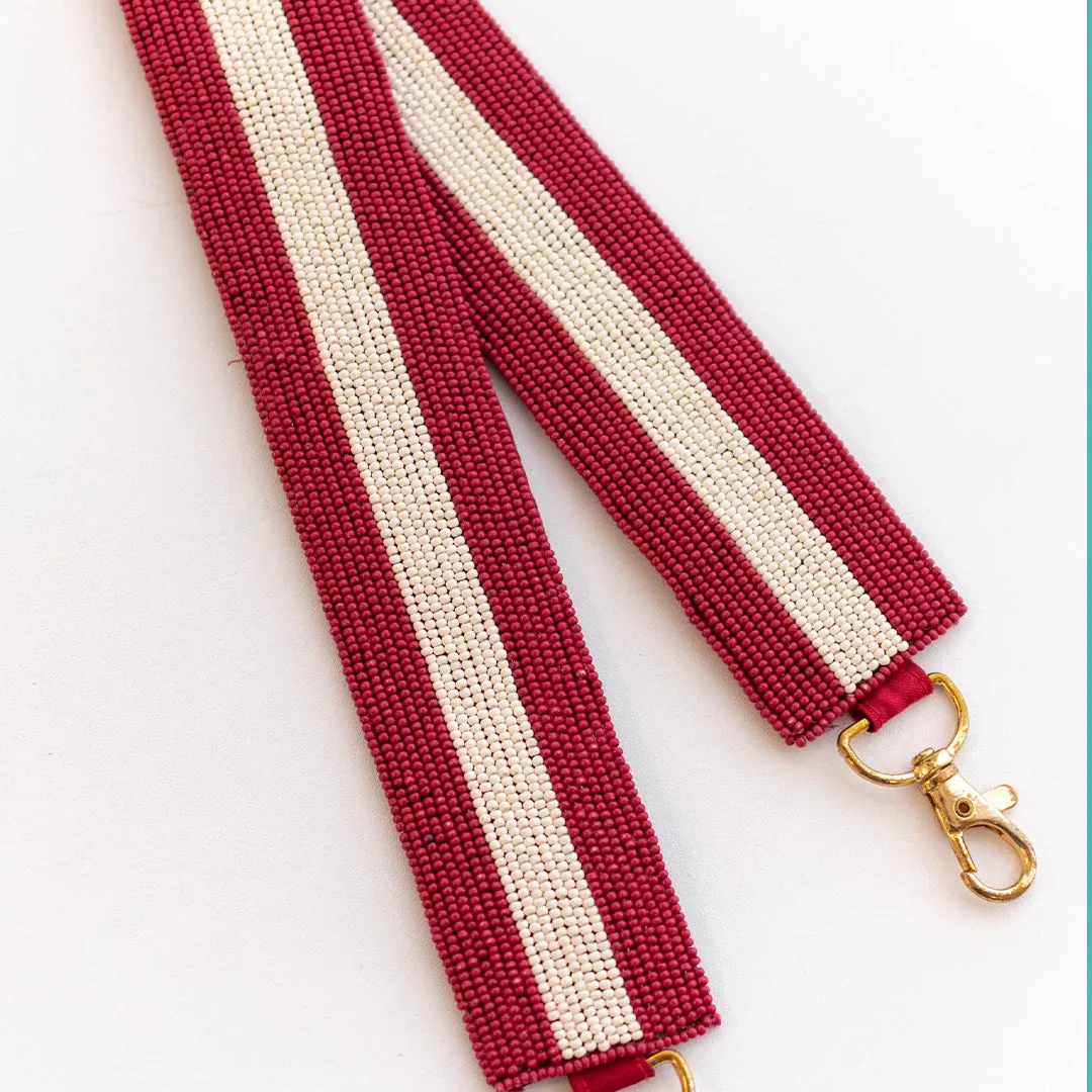 One Team One Dream Beaded Purse Strap, Dark Red White