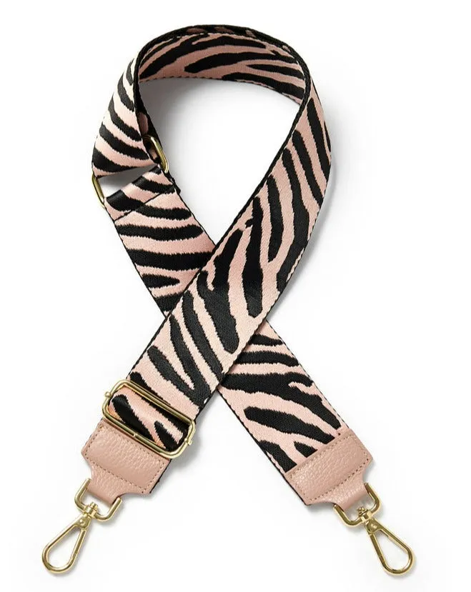 Pink Zebra Woven Bag Strap