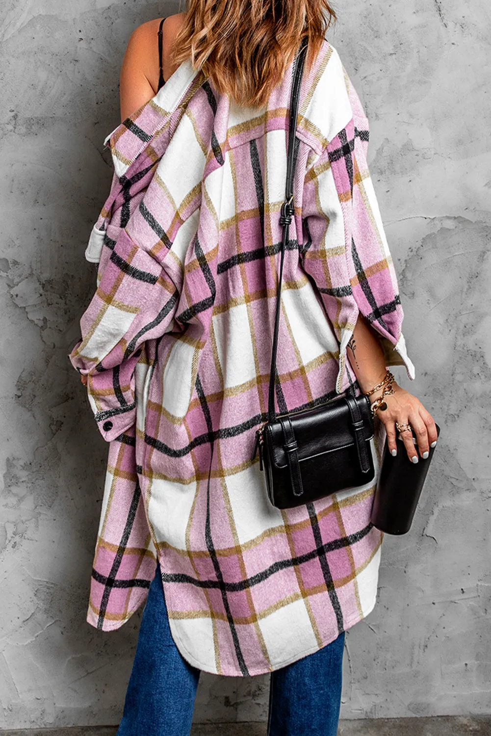 Plaid Print Long Shirt Jacket