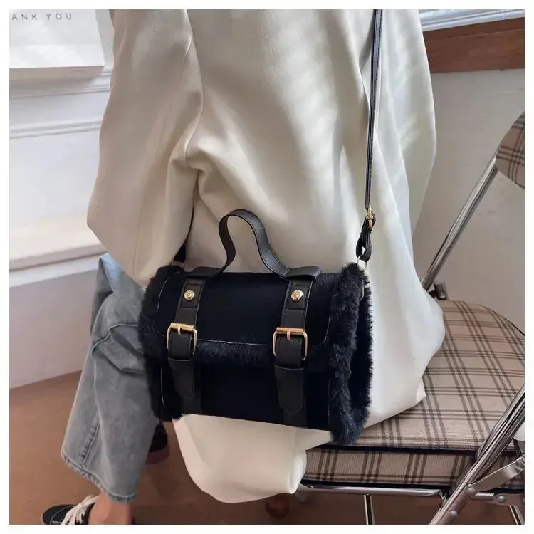 Plush Velvet Winter Crossbody Bag - Cozy Chic