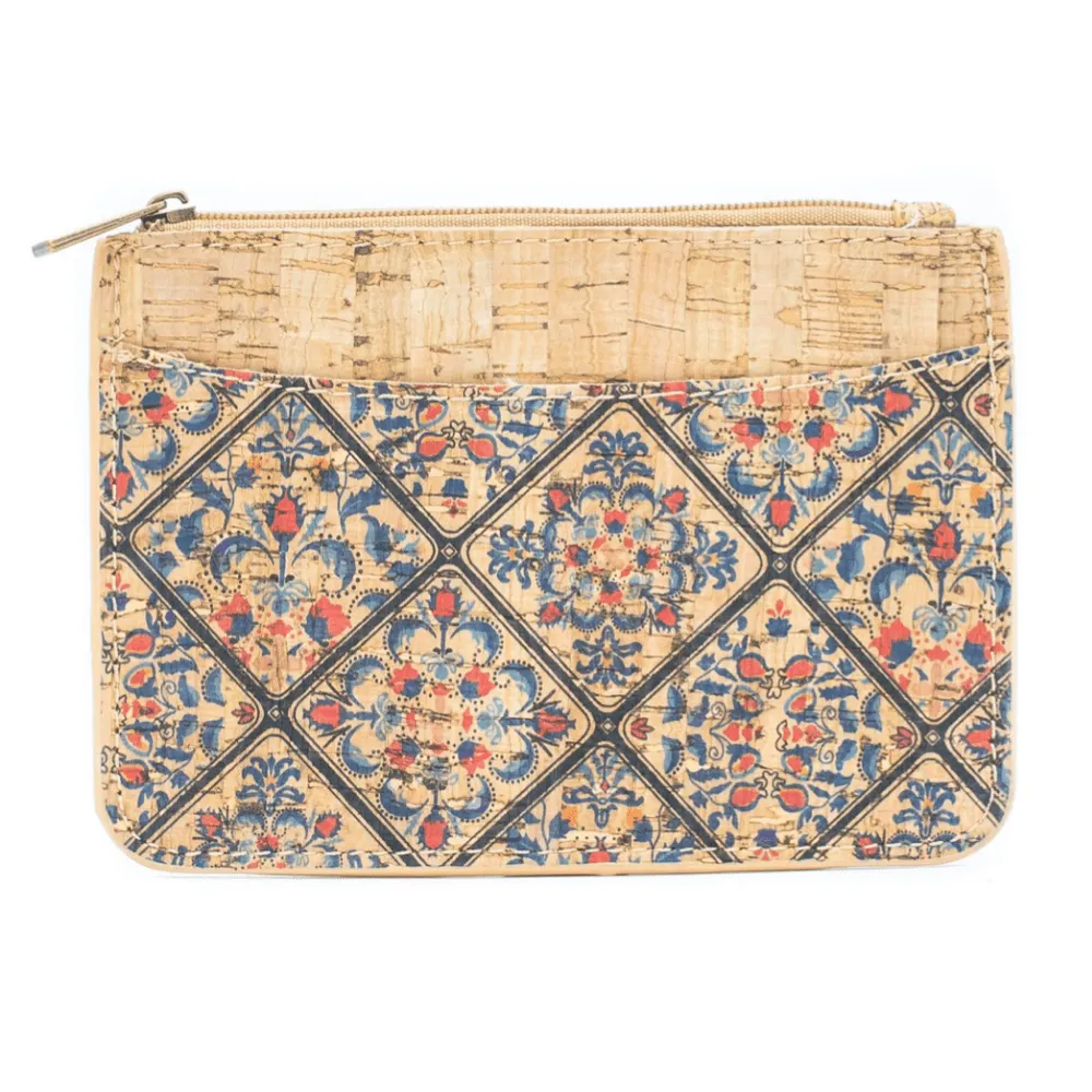 Red & Navy Cork Skinny Coin Purse