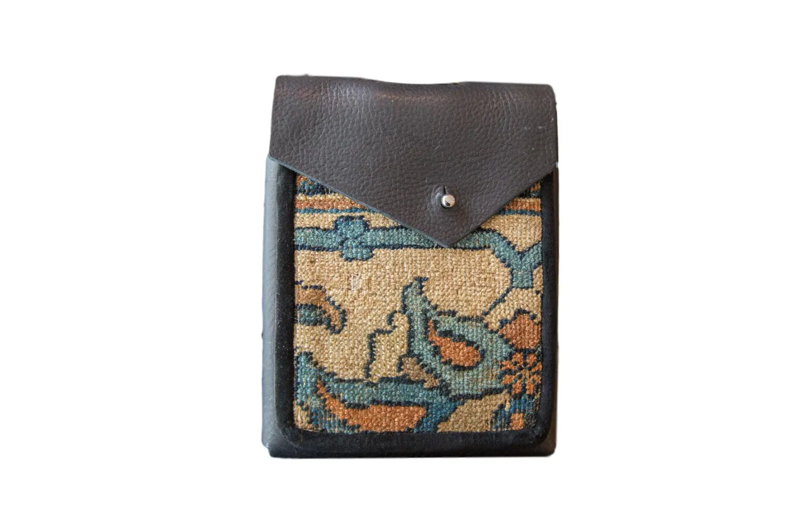 Rug Fragment and Leather Shoulder Bag