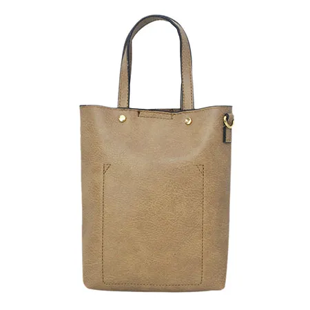 !SALE! Camel Faux Leather NGIL Bucket Handbag