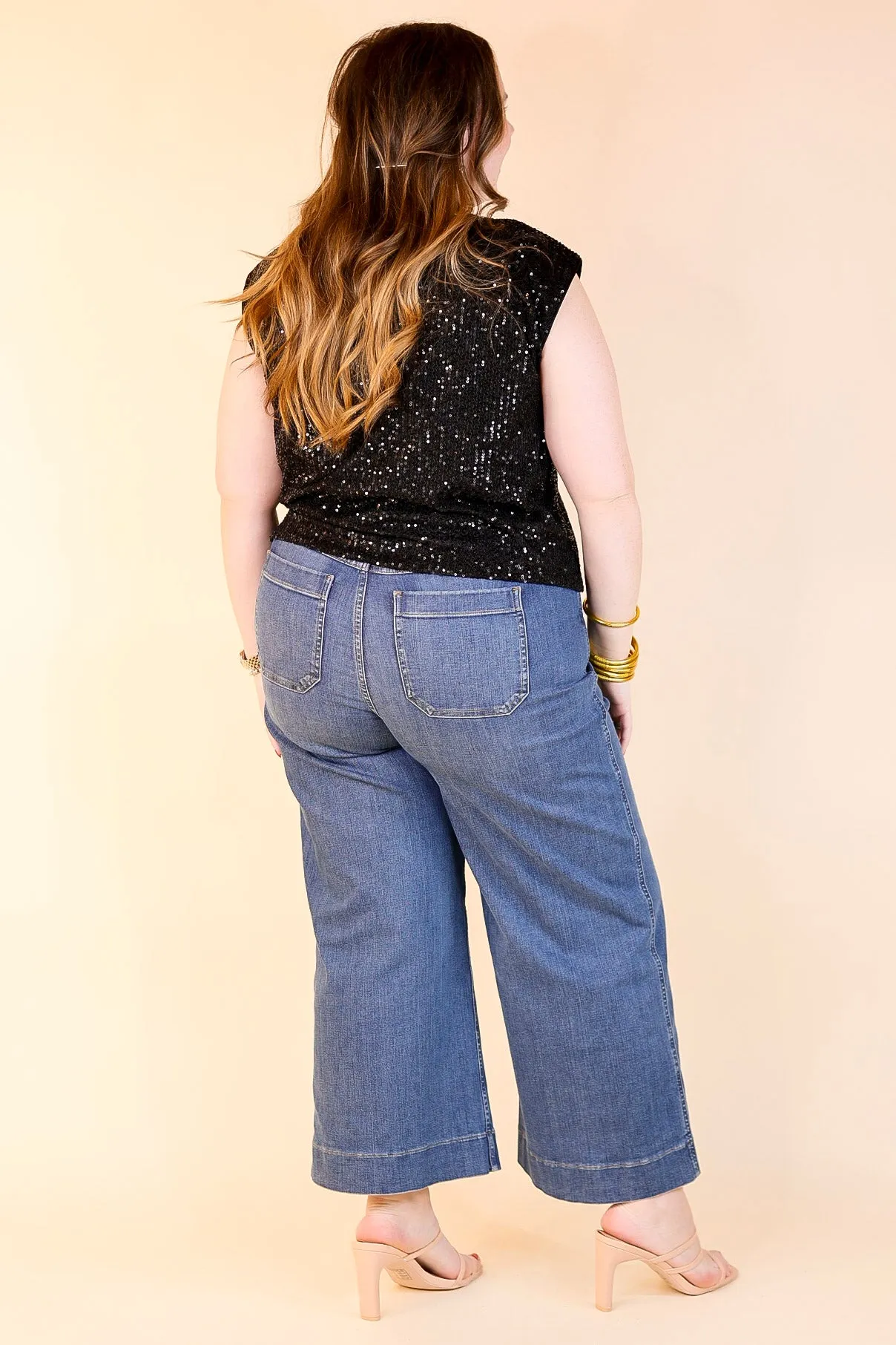 Sequin Sleek Black Sleeveless Top