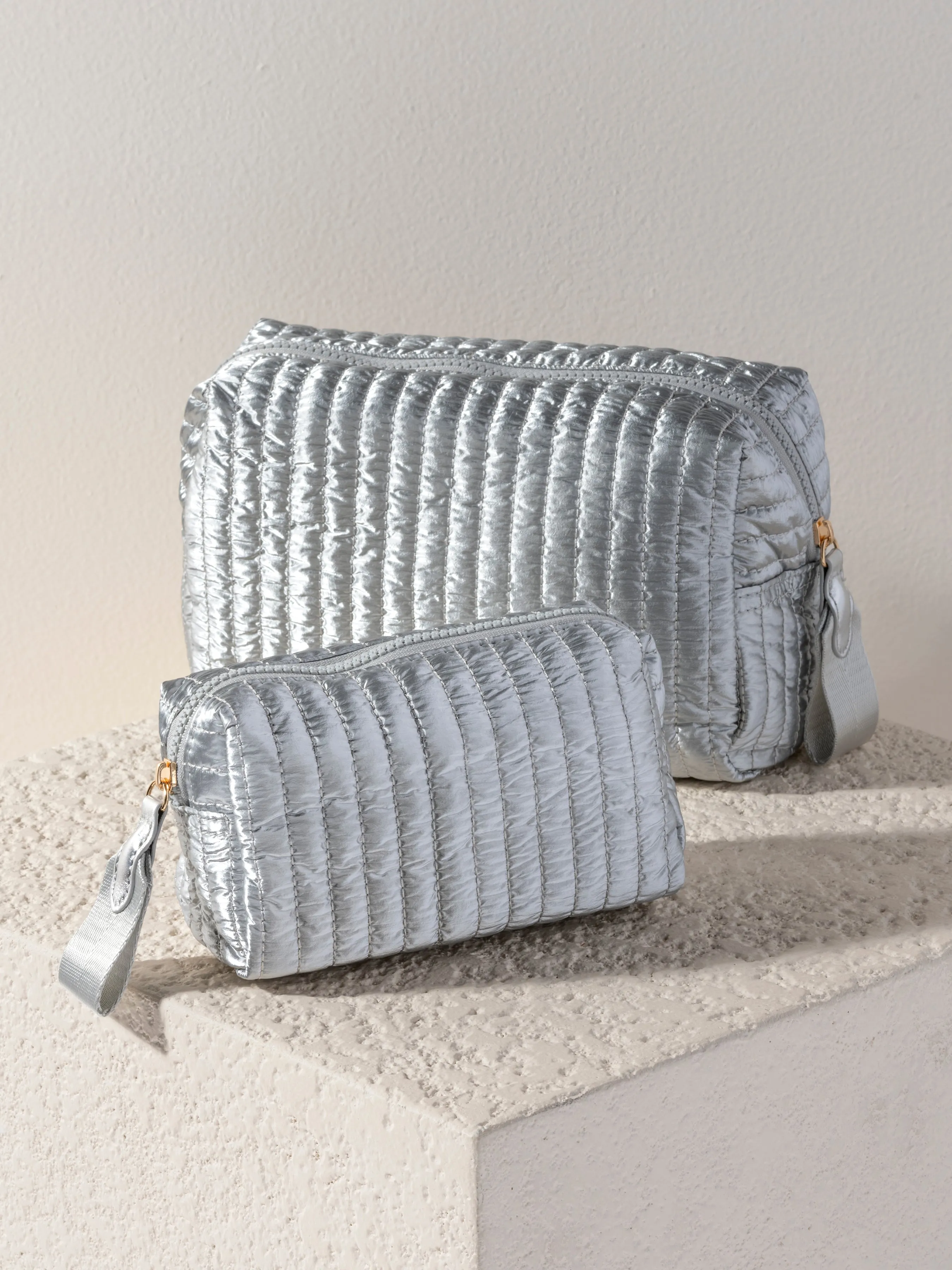Shiraleah Logan Large Boxy Cosmetic Pouch, Silver