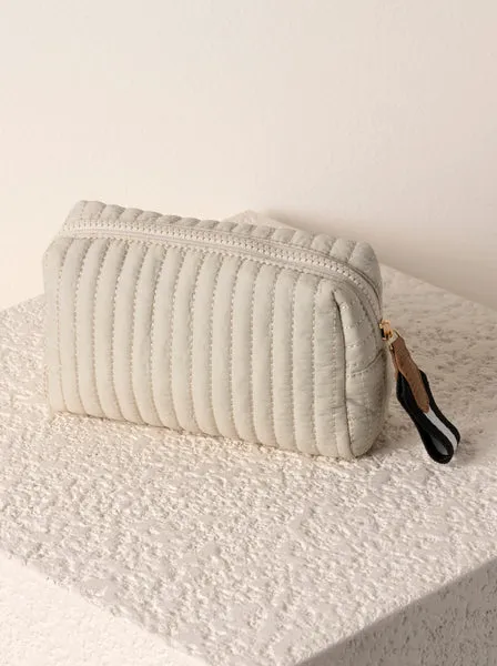 Shiraleah Small Ezra Boxy Cosmetic pouch in Ivory