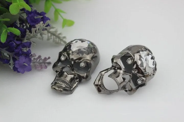 Skull Shaped Purse Label 1/10pcs Bag Hardware Charm Gold Gunmetal Handmade Purse Handbag Making Metal Decoration 55mm Wholesale Supplies
