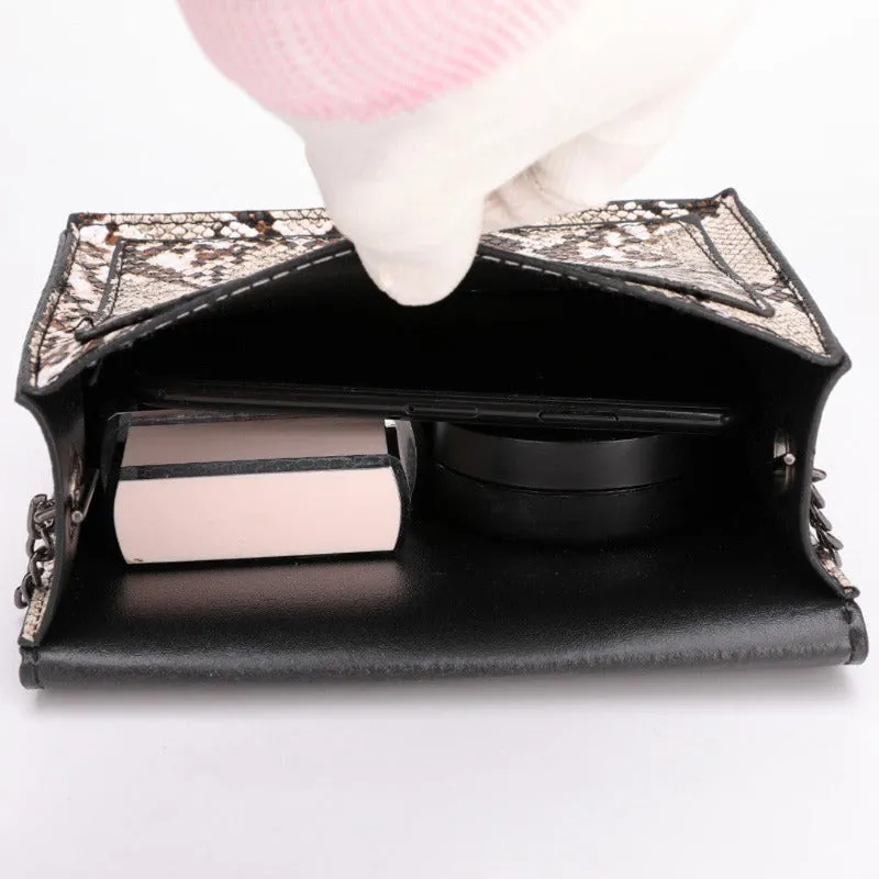 Snake Skin Chain Crossbody Bag