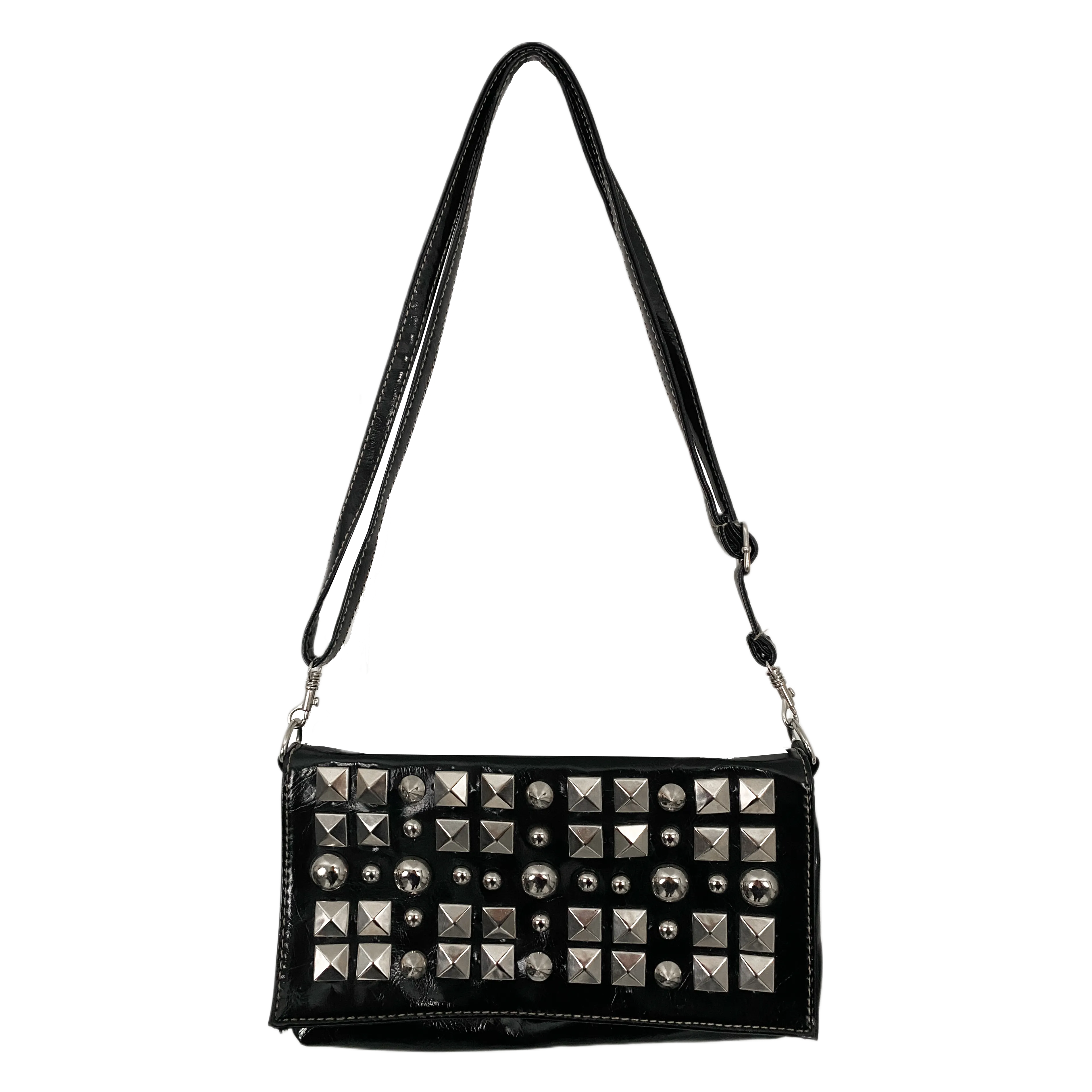 Studded Patent Shoulder Bag
