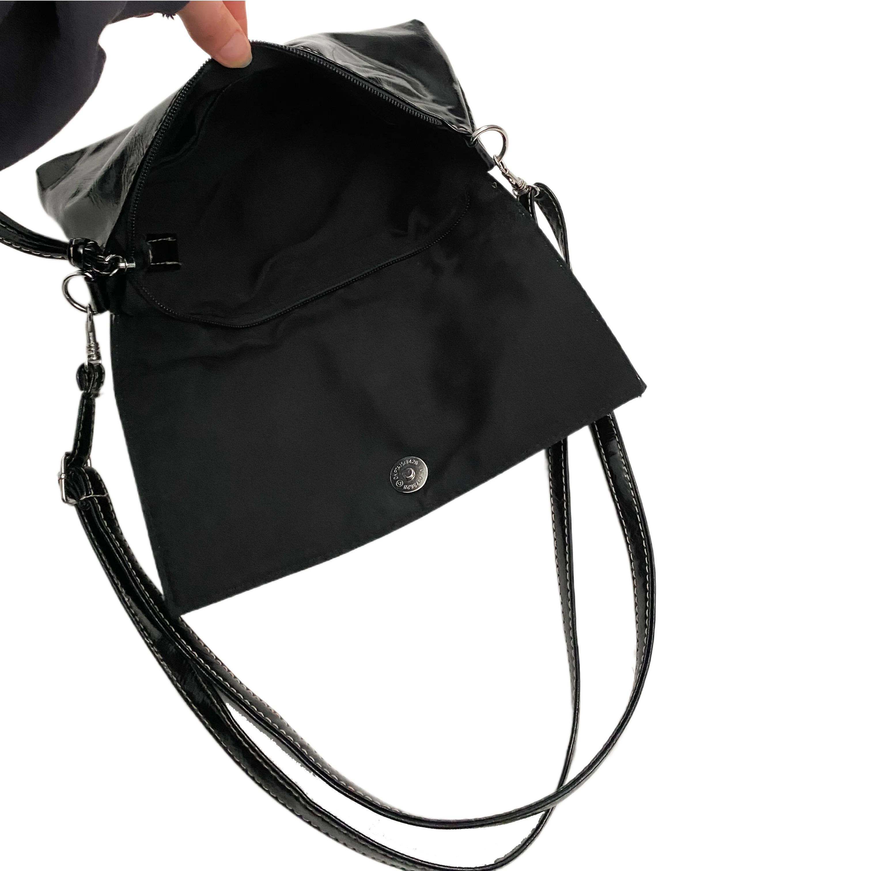 Studded Patent Shoulder Bag