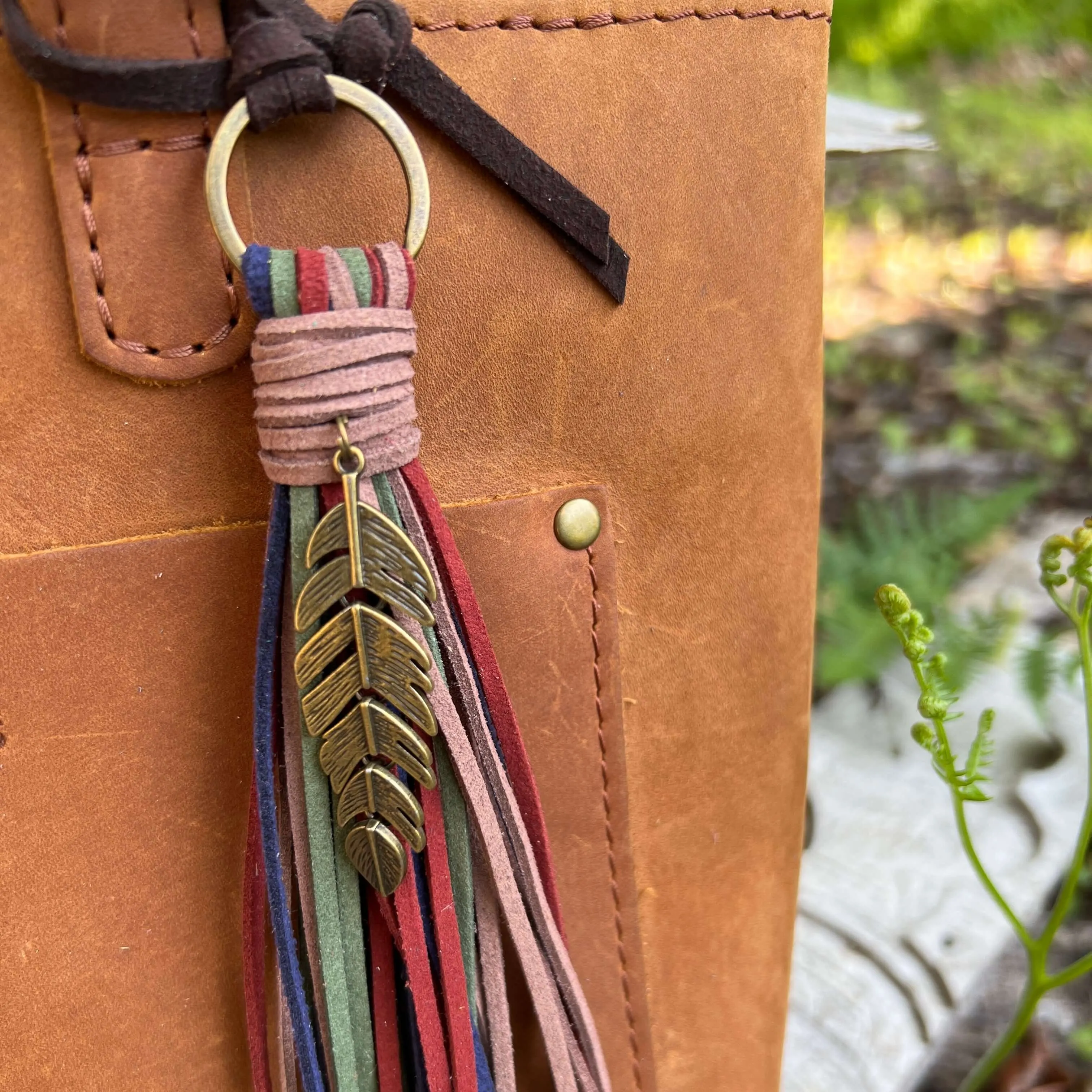 Tassel Purse Charm with Feather Charm