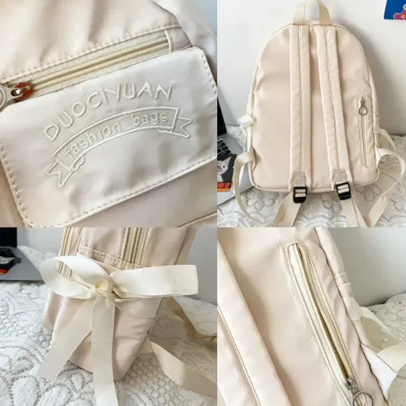 UAKISS  -  Fashion Backpack Women Canvas Anti-theft Shoulder Bag for Teenager Girls Bow School Laptop Travel Feminina Backapck Female 2024