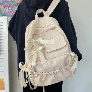 UAKISS  -  Fashion Backpack Women Canvas Anti-theft Shoulder Bag for Teenager Girls Bow School Laptop Travel Feminina Backapck Female 2024