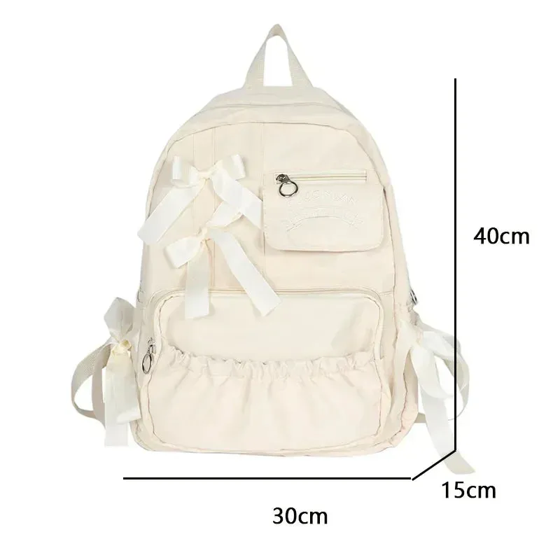 UAKISS  -  Fashion Backpack Women Canvas Anti-theft Shoulder Bag for Teenager Girls Bow School Laptop Travel Feminina Backapck Female 2024
