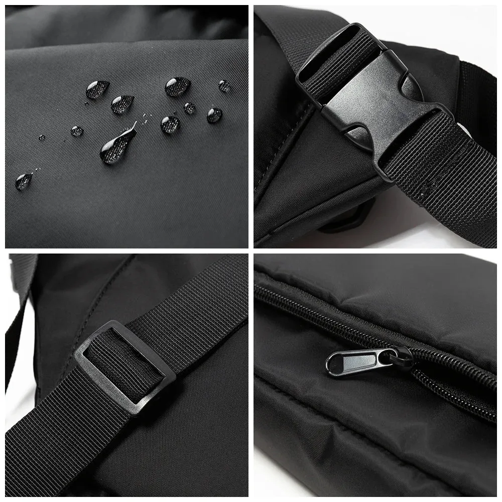 UAKISS  -   New Oxford Waterproof Small Zipper Crobody Bag 7.9 inch Flat Causal Shool Sling Shoulder Bag with Back Anti-theft Zipper Pocket
