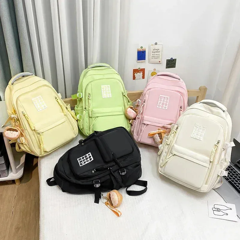 UAKISS  - Nylon Solid Bags for Women 2024New Backpacks Anti-Theft Back Zipper Fashion Backpack Casual Travel Single Shoulder Bags