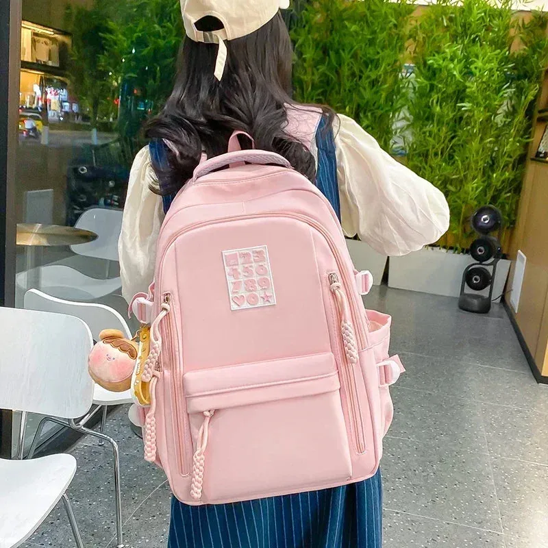 UAKISS  - Nylon Solid Bags for Women 2024New Backpacks Anti-Theft Back Zipper Fashion Backpack Casual Travel Single Shoulder Bags