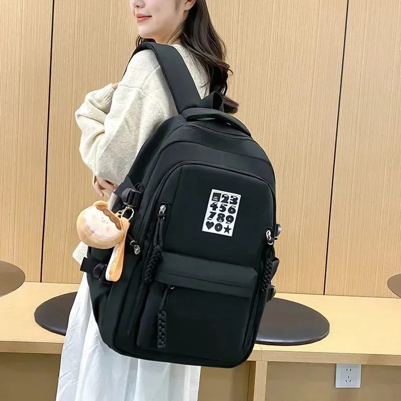 UAKISS  - Nylon Solid Bags for Women 2024New Backpacks Anti-Theft Back Zipper Fashion Backpack Casual Travel Single Shoulder Bags