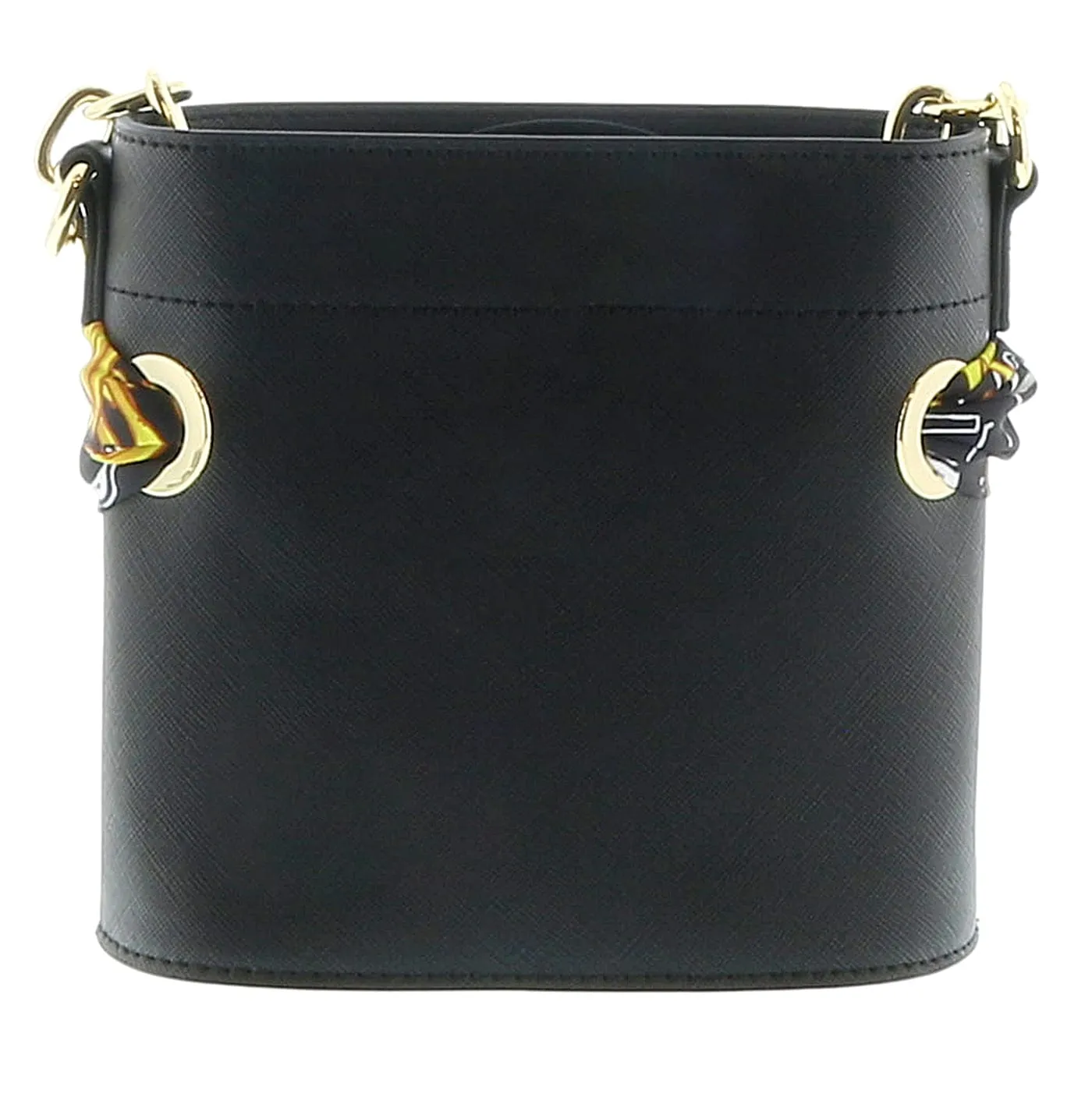 Versace Jeans Couture Black Scarf Embellished Small Bucket Bag