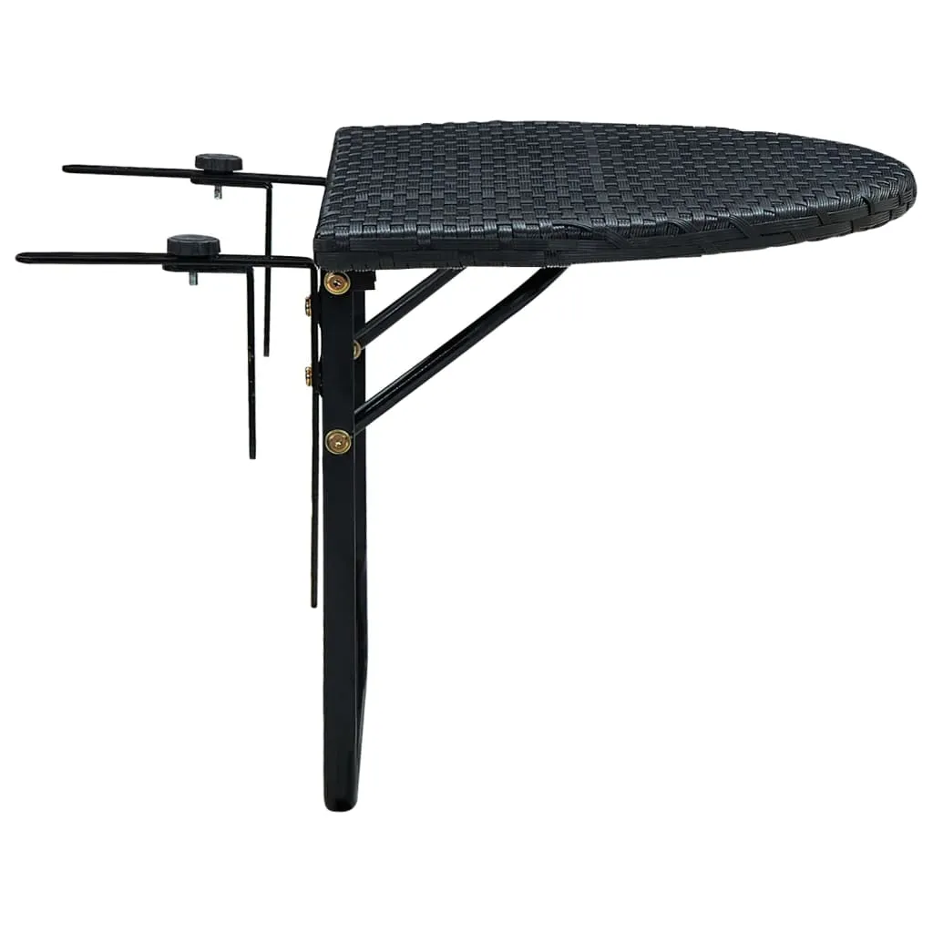 vidaXL Balcony Table 60x60x32 cm Black Poly Rattan